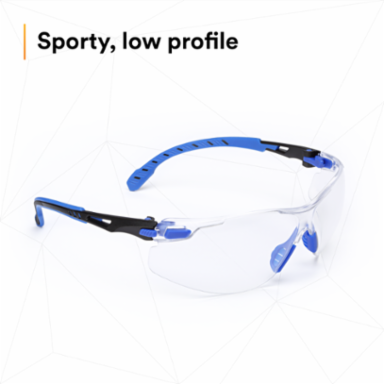 3M™ Solus™ 1000-Series Safety Glasses S1101SGAF, Black/Blue, Clear Scotchgard™ Anti-Fog Lens, 20 EA/Case