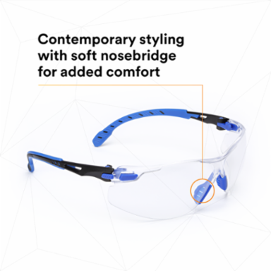 3M™ Solus™ 1000-Series Safety Glasses S1101SGAF, Black/Blue, Clear Scotchgard™ Anti-Fog Lens, 20 EA/Case