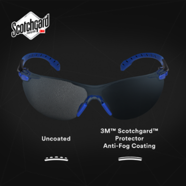 3M™ Solus™ 1000-Series Safety Glasses S1102SGAF, Black/Blue, Grey Scotchgard™ Anti-Fog Lens, 20 EA/Case