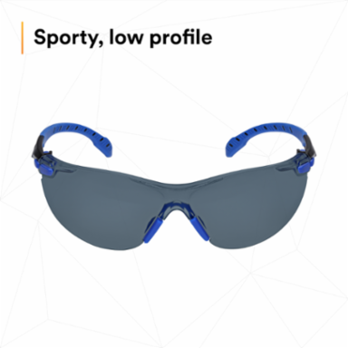 3M™ Solus™ 1000-Series Safety Glasses S1102SGAF, Black/Blue, Grey Scotchgard™ Anti-Fog Lens, 20 EA/Case