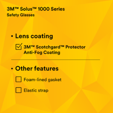 3M™ Solus™ 1000-Series Safety Glasses S1102SGAF, Black/Blue, Grey Scotchgard™ Anti-Fog Lens, 20 EA/Case