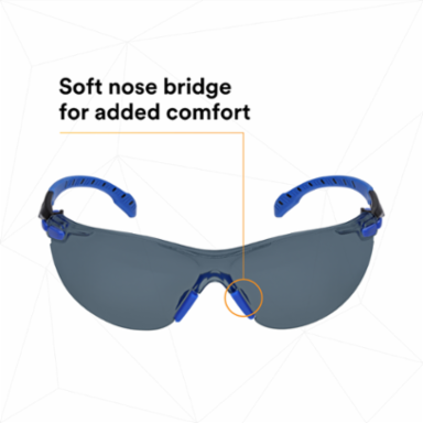 3M™ Solus™ 1000-Series Safety Glasses S1102SGAF, Black/Blue, Grey Scotchgard™ Anti-Fog Lens, 20 EA/Case