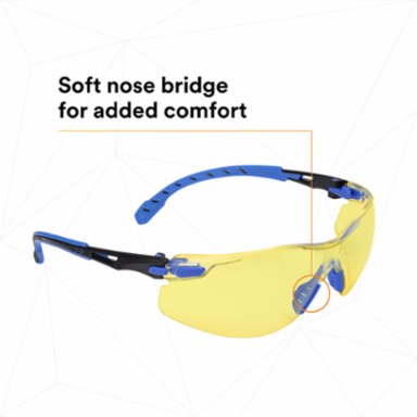 3M™ Solus™ 1000-Series Glasses S1103SGAF, Black/Blue, Amber Scotchgard™ Anti-Fog Lens, 20 EA/Case