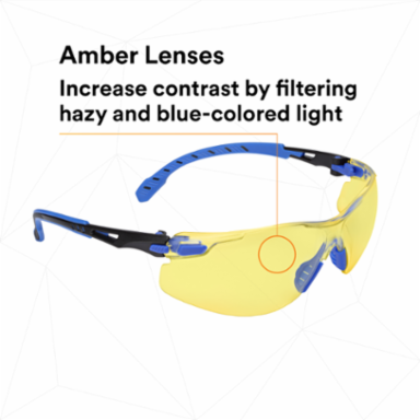 3M™ Solus™ 1000-Series Glasses S1103SGAF, Black/Blue, Amber Scotchgard™ Anti-Fog Lens, 20 EA/Case
