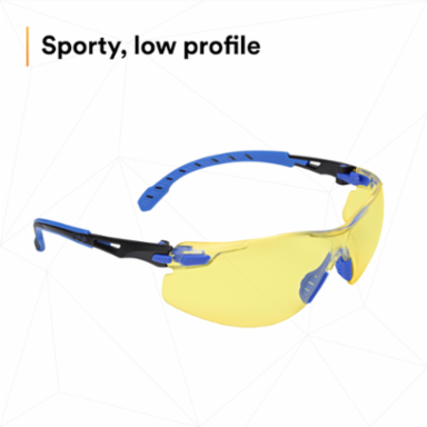 3M™ Solus™ 1000-Series Glasses S1103SGAF, Black/Blue, Amber Scotchgard™ Anti-Fog Lens, 20 EA/Case