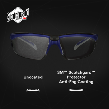 3M™ Solus™ 2000 Series, S2001SGAF-BGR-F, Gray/Blue-Green Temples, Scotchgard™ Anti-Fog Coating, Clear AF-AS lens,Foam Gskt 20ea/cs