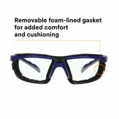 3M™ Solus™ 2000 Series, S2001SGAF-BGR-F, Gray/Blue-Green Temples, Scotchgard™ Anti-Fog Coating, Clear AF-AS lens,Foam Gskt 20ea/cs
