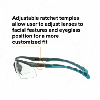 3M™ Solus™ 2000 Series, S2001SGAF-BGR, Gray/Blue-Green Temples, Scotchgard™ Anti-Fog Coating, Clear AF-AS lens, 20ea/cs