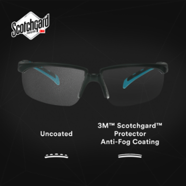 3M™ Solus™ 2000 Series, S2001SGAF-BGR, Gray/Blue-Green Temples, Scotchgard™ Anti-Fog Coating, Clear AF-AS lens, 20ea/cs