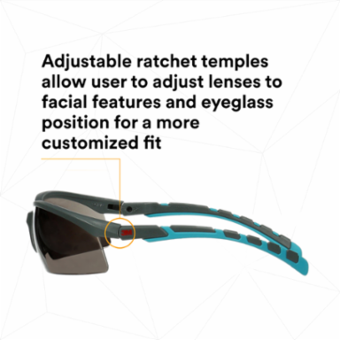 3M™ Solus™ 2000 Series, S2002SGAF-BGR, Gray/Blue-Green Temples, Scotchgard™ Anti-Fog Coating, Gray AF-AS lens, 20ea/cs