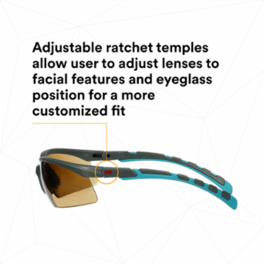 3M™ Solus™ 2000 Series, S2005SGAF-BGR, Gray/Blue-Green Temples, Scotchgard™ Anti-Fog Coating, Brown AF-AS lens, 20ea/cs
