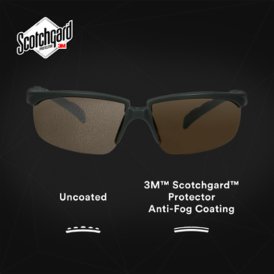 3M™ Solus™ 2000 Series, S2005SGAF-BGR, Gray/Blue-Green Temples, Scotchgard™ Anti-Fog Coating, Brown AF-AS lens, 20ea/cs
