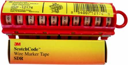 ScotchCode Wire Marker Tape Refill Roll, White, Numbers 0-9, 250°F Operating Temp