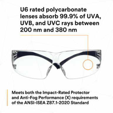 3M™ SecureFit™ 200 Series SF201SGAF-BLU, Blue Temples, Clear Scotchgard™ Anti-Fog Lens, 20 ea/Case