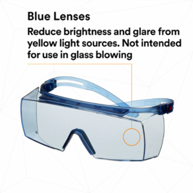 3M™ SecureFit™ 3700 Series, SF3704SGAF-BLU, Blue Temples, Scotchgard™ Anti-Fog Coating, Light Blue OTG AF-AS lens 10 ea/Case