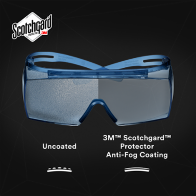 3M™ SecureFit™ 3700 Series, SF3704SGAF-BLU, Blue Temples, Scotchgard™ Anti-Fog Coating, Light Blue OTG AF-AS lens 10 ea/Case