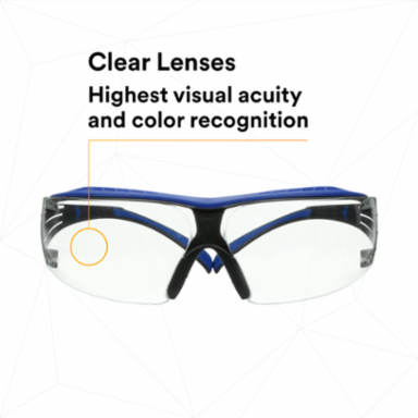 3M™ SecureFit™ 400 Series Safety Glasses SF401XSGAF-BLU, Blue/Gray, Clear Scotchgard™ Anti-Fog/Anti-Scratch Lens, 20 ea/Case
