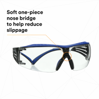 3M™ SecureFit™ 400 Series Safety Glasses SF401XSGAF-BLU, Blue/Gray, Clear Scotchgard™ Anti-Fog/Anti-Scratch Lens, 20 ea/Case