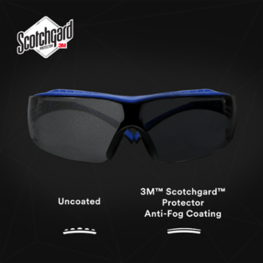 3M™ SecureFit™ 400 Series Safety Glasses SF402XSGAF-BLU, Blue/Gray, Gray Scotchgard™ Anti-Fog/Anti-Scratch Lens, 20 ea/Case