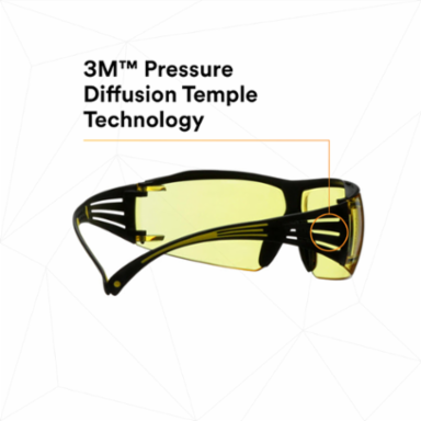 3M™ SecureFit™ 400 Series Safety Glasses SF403XSGAF-YEL, Yellow/Black, Amber Scotchgard™ Anti-Fog/Anti-Scratch Lens, 20 EA/Case