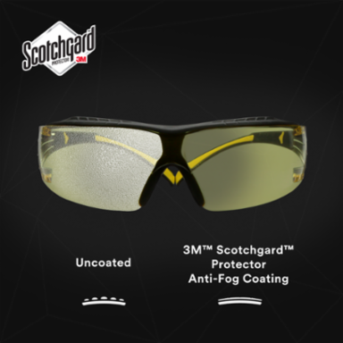 3M™ SecureFit™ 400 Series Safety Glasses SF403XSGAF-YEL, Yellow/Black, Amber Scotchgard™ Anti-Fog/Anti-Scratch Lens, 20 EA/Case