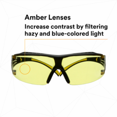 3M™ SecureFit™ 400 Series Safety Glasses SF403XSGAF-YEL, Yellow/Black, Amber Scotchgard™ Anti-Fog/Anti-Scratch Lens, 20 EA/Case