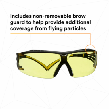 3M™ SecureFit™ 400 Series Safety Glasses SF403XSGAF-YEL, Yellow/Black, Amber Scotchgard™ Anti-Fog/Anti-Scratch Lens, 20 EA/Case