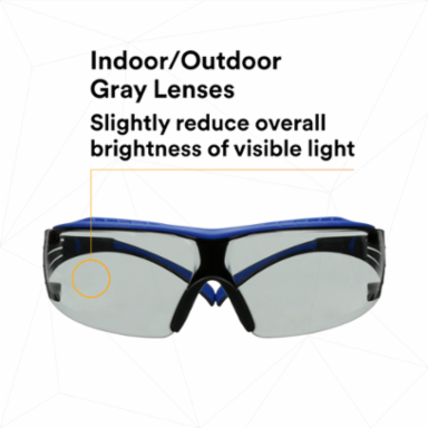 3M™ SecureFit™ 400 Series Safety Glasses SF407XSGAF-BLU, BLU/GRY, I/O GRY Scotchgard™ Anti-Fog/Anti-Scratch Lens, 20 ea/Case