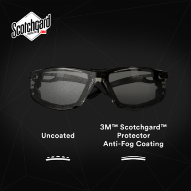 3M™ SecureFit™ 500 Series SF507SGAF-BLK-FM, Black, Scotchgard™ Anti-Fog Coating, IO Gray AF-AS Lns, Fm Gskt, 20 ea/Case