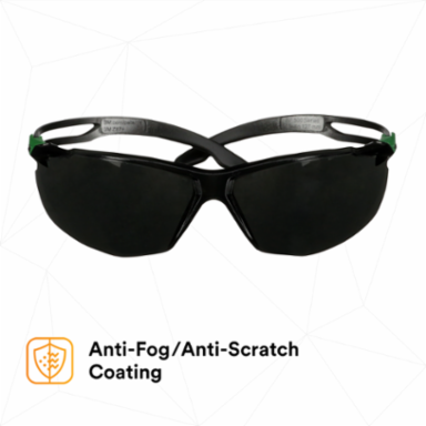 3M™ SecureFit™ 500 Series SF550AF-GRN, Black/Green, IR 5.0 Gray AF-AS Lens, 20 ea/Case