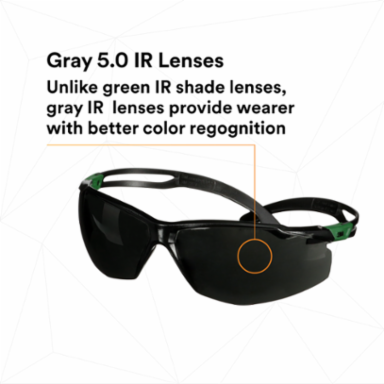 3M™ SecureFit™ 500 Series SF550AF-GRN, Black/Green, IR 5.0 Gray AF-AS Lens, 20 ea/Case