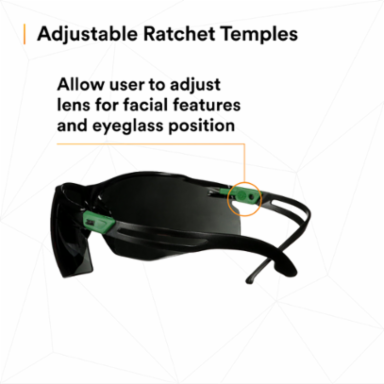 3M™ SecureFit™ 500 Series SF550AF-GRN, Black/Green, IR 5.0 Gray AF-AS Lens, 20 ea/Case