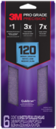 3M™ Pro Grade Precision™ Faster Sanding Sheets w/ NO-SLIP GRIP™ Backing,SHTR120-PGP-6T,3 2/3 in x 9 in, 120 Gr, 6 Shts/pk
