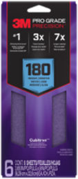 3M™ Pro Grade Precision™ Faster Sanding Sheets w/ NO-SLIP GRIP™ Backing,SHTR180-PGP-6T,3 2/3 in x 9 in, 180 Gr, 6 Shts/pk