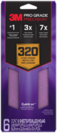 3M™ Pro Grade Precision™ Faster Sanding Sheets w/ NO-SLIP GRIP™ Backing,SHTR320-PGP-6T,3 2/3 in x 9 in, 320 Gr, 6 Shts/pk