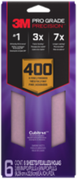 3M™ Pro Grade Precision™ Faster Sanding Sheets w/ NO-SLIP GRIP™ Backing SHTR400-PGP-6T,3 2/3 in x 9 in, 400 Gr, 6 Shts/pk