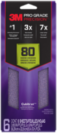3M™ Pro Grade Precision™ Faster Sanding Sheets w/ NO-SLIP GRIP™ Backing, SHTR80-PGP-6T,3 2/3 in x 9 in, 80 Gr, 6 Shts/pk