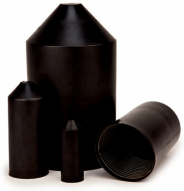 Heat Shrink Heavy-Duty End Cap, Black, 0.31-0.43 Inch Cable Diameter, 0.79 Inch Expanded Diameter, 50 Per Case