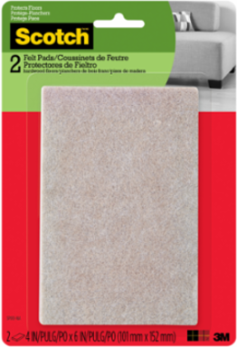 Scotch™ Easy Cut Felt Pads, SP810-NA, 4 in x 6 in, Beige, 2/pk