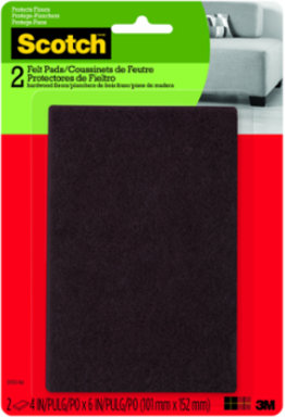 Scotch™ Easy Cut Felt Pads, SP830-NA, 4 in x 6 in, Brown, 2/pk