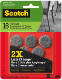 Scotch™ Heavy Duty Felt Pads 1-in Round, SP872-NA, 16-ct