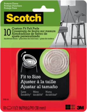 Scotch™ Custom Fit Felt Pads SP881-NA, 1.5 in Beige, 10 ct