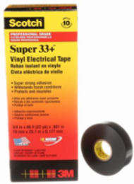 SCOTCH SUPER 33+T PROFESSIONAL GRADE VINYL ELECTRICAL TAPE, BLACK, 7 MIL (0.18 MM), 3/4 IN X 66 FT (19 MM X 20 M)