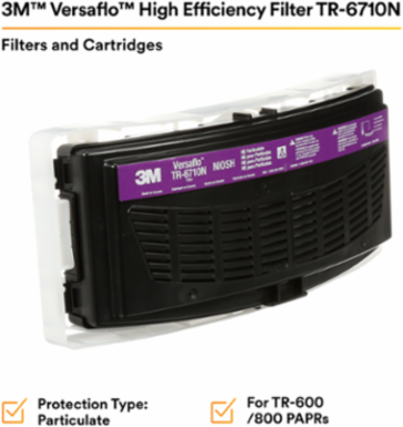 3M™ Versaflo™ High Efficiency Filter TR-6710N-5 / 37357(AAD), for TR-600 PAPR, 5 EA/Case