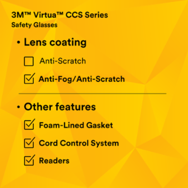 3M™ Virtua™ CCS Protective Eyewear with Foam Gasket, VC215AF Clear +1.5D Anti-Fog Lens, 20 ea/Case