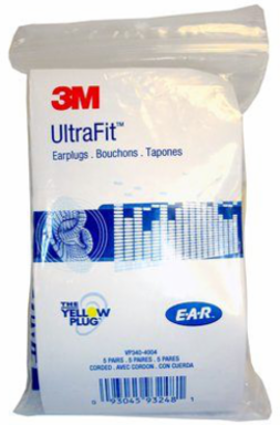 UltraFit Corded Earplugs - 500 Pairs, Noise Reduction Rating 25 dB, Vending Pack