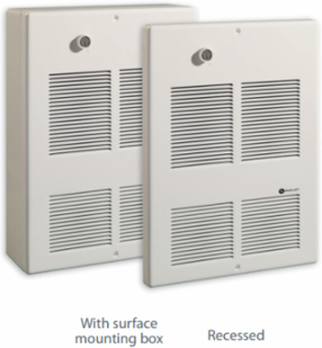 COMMERCIAL WALL FAN HEATER 4000W 600V 3PH WHITE, STAT 1P