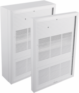 ARCHITECTURAL ALUMINUM WALL FAN HEATER 12000W 208V 3PH ALUMINUM, TAMPERPROOF STAT 1P