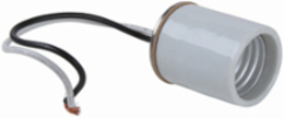 Medium Base Lampholder, Keyless Porcelain, White, 2-18 AWG Leads, 6 Inch