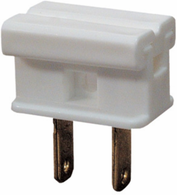 White Plug and Connector, 10A 125V, Non-Polarized